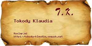 Tokody Klaudia névjegykártya